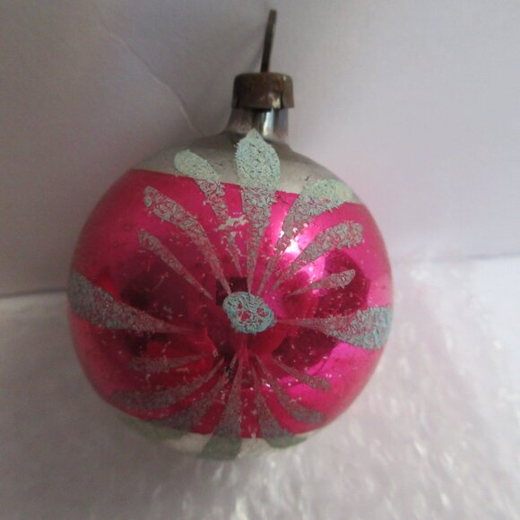 3 Hand Painted Blown Glass Christmas Ornaments Poland Pink Silver Vintage - Picture 14 of 16